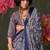 navy_blue modal ajrak block printed saree with matching blouse