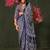 navy_blue modal ajrak block printed saree with matching blouse