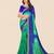blue blue & green printed poly georgette bandhani saree