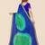 blue blue & green printed poly georgette bandhani saree