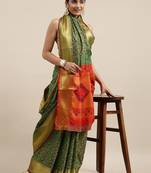 olive olive green & golden ethnic woven design zari patola silksaree