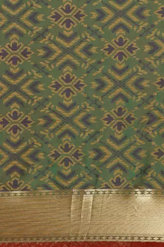 olive olive green & golden ethnic woven design zari patola silksaree