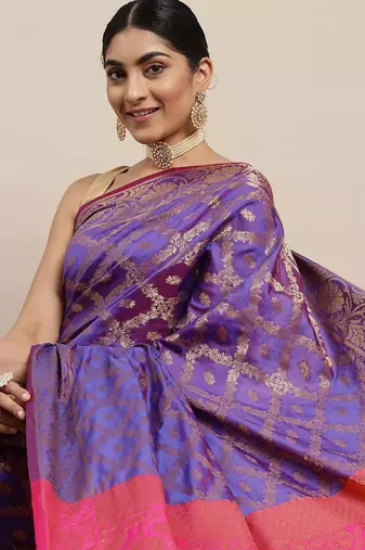 Red red zari silk blend paithani saree