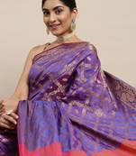 Red red zari silk blend paithani saree