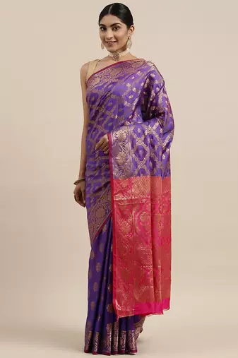 Red red zari silk blend paithani saree