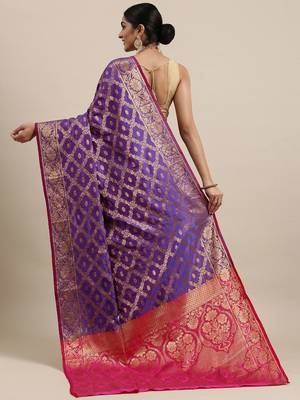Red red zari silk blend paithani saree 3