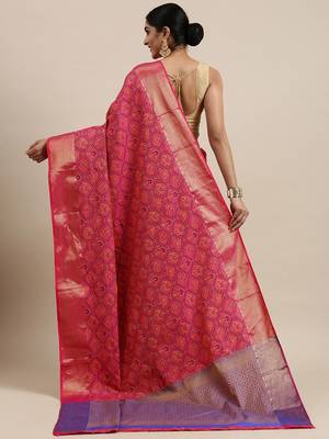 pink pink & blue woven design zari patola silksaree 3
