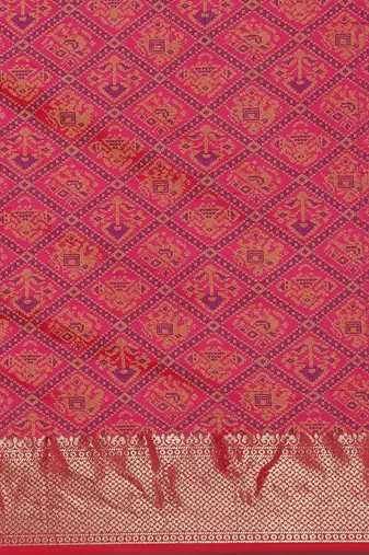 pink pink & blue woven design zari patola silksaree