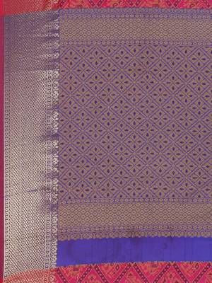 pink pink & blue woven design zari patola silksaree 5