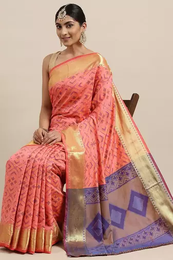 Green green zari silk blend paithani saree