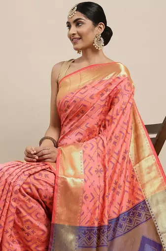 Green green zari silk blend paithani saree