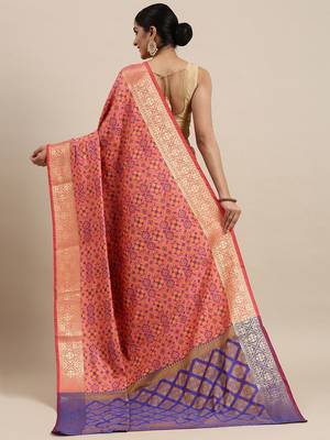 Magenta women magenta nylon woven design saree 3