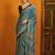 blue modal ajrak block satin block print sareewith blouse piece