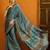 blue modal ajrak block satin block print sareewith blouse piece