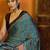 blue modal ajrak block satin block print sareewith blouse piece