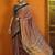 rust ethnic motifs satin block print saree