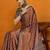 rust ethnic motifs satin block print saree