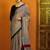 beige striped satin block print saree