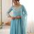 Sky georgette readymade anarkali with embroidery & sequence work