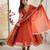 Orange georgette readymade anarkali with embroidery & sequence work
