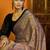beige striped satin block print saree