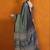 grey polka dot satin block print saree