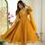 Mustard georgette readymade anarkali with embroidery & sequence work