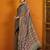 red satin block print saree