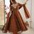 Brown georgette readymade anarkali with embroidery & sequence work