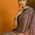 red satin block print saree