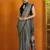 grey ethnic motifs satin block print saree