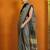 grey ethnic motifs satin block print saree