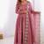 Pink silk blend readymade anarkali with embroidery & sequence work