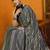 grey ethnic motifs satin block print saree