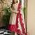 Beige&maroon roman silk readymade anarkali with embroidery work