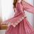 Pink silk blend readymade anarkali with embroidery & sequence work