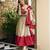 Beige&maroon roman silk readymade anarkali with embroidery work