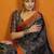 black bandhani printed satin block print saree