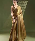 gold beads and stones silk blend saree