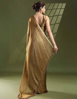 gold beads and stones silk blend saree 3