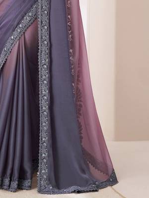 rose embellished ombre sequinned pure chiffon saree 5