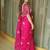 pink ethnic motifs embroidered satin saree