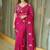 pink ethnic motifs embroidered satin saree