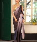 purple ethnic motifs embellished beads and stones satin saree