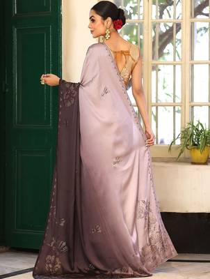 purple ethnic motifs embellished beads and stones satin saree 4