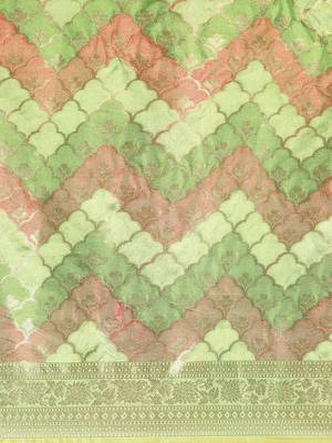green ethnic motifs zari organza saree 4