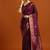 burgundy ethnic motifs woven design zari banarasi silk saree with blouse