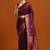burgundy ethnic motifs woven design zari banarasi silk saree with blouse