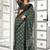 green modal ajrak block poly crepe block print sareewith blouse piece
