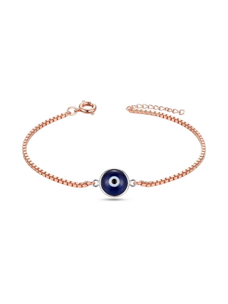 925 Sterling Silver Rose Gold  Evil Eye Bracelet for Women